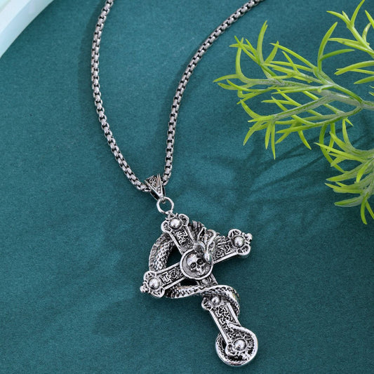 06117 RUC  Panlong Skeleton Cross Necklace