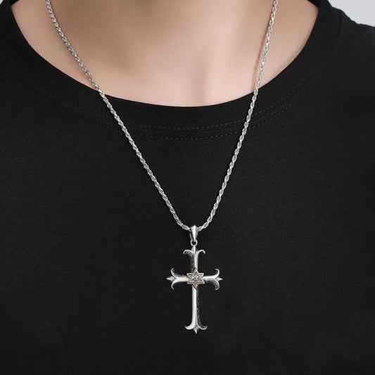 06107 RUCI Titanium Steel Eye of God Cross Necklace