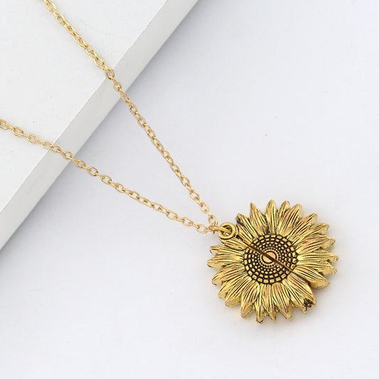 07130 RUCI Openable Two-sided Sunflower Necklace