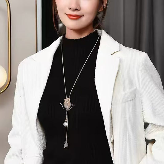 06122 RUCI Tulip-shaped necklace with embedded rhinestones