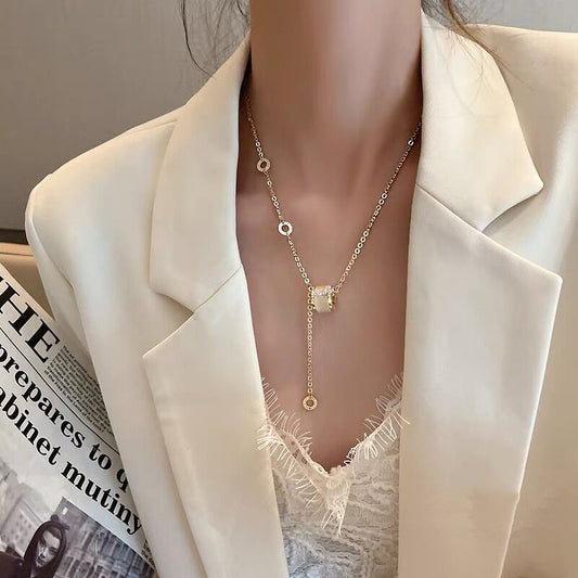 06131 RUCI Cat's eye stone waist chain for sweater