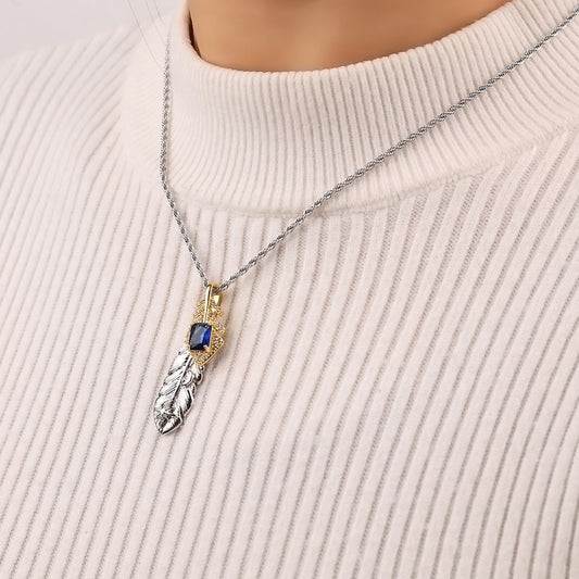 06112 RUCI Diamond-encrusted Feather Tassel Sweater Chain